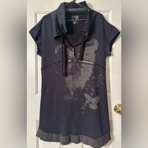 Asian Japanese Soft Goth Artwear Knit Tunic M Funnel Neck Floral Graphic Gallery